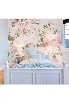 Image of Vintage Rose Pattern Pink Matt Smooth Paste the Wall Mural 300cm wide x 240cm high