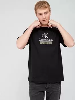 Image of Calvin Klein Jeans Stacked Archival Tee - Black