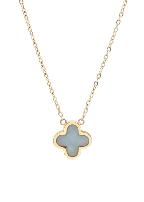 Image of Say It With Gold Turquoise Crystal Clover Necklace Gold Unisex One Size