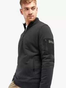 Image of Barbour International Alloy Arm Badge 1/4 Zip Sweat - Black, Size L, Men