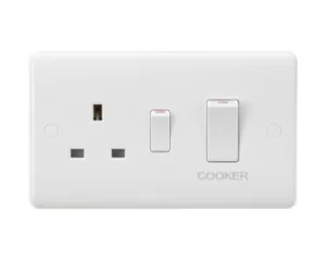 Image of KnightsBridge Curved Edge 45A DP Cooker Switch and 13A Socket (White Rocker)