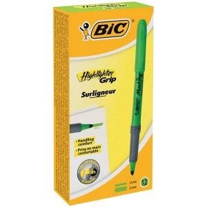 Image of Bic briteliner Grip 1.6 to 3.3mm Chisel Tip Highlighter Pen Green 1 x