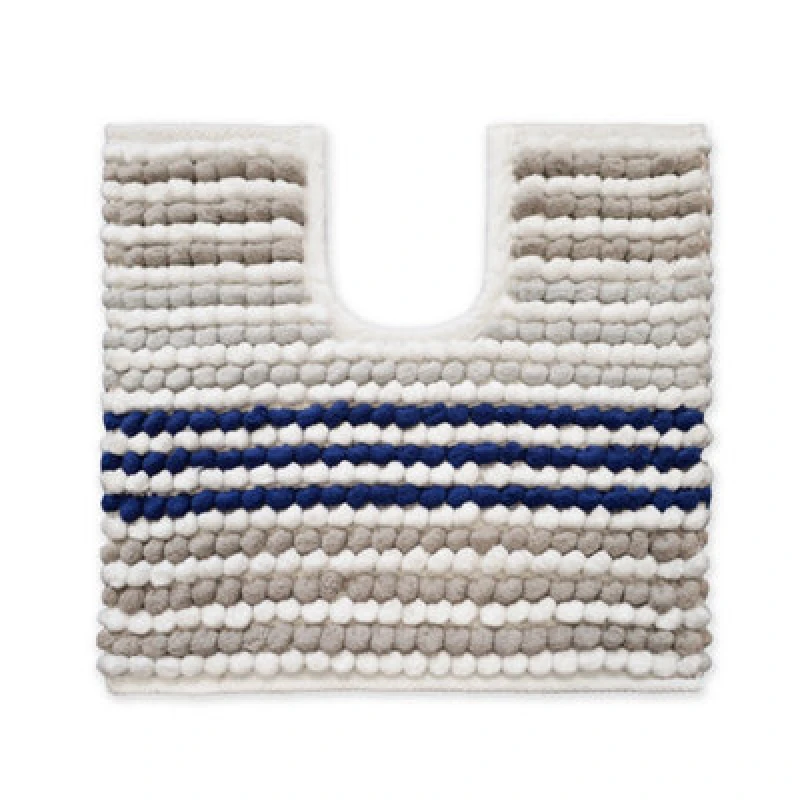 Image of Allure Bath Fashions Striped Chunky Bobble Pedestal Mat - Navy