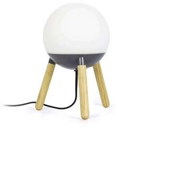 Image of Faro Mine - 1 Light Table Globe Lamp Wood, Dark Grey, E27