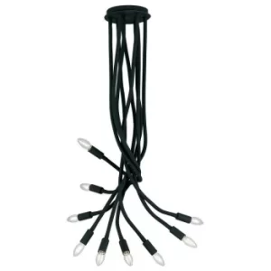 Image of Fan Europe LOVER 9 Light Multi Arm Semi Flush Ceiling light Black 100x120cm