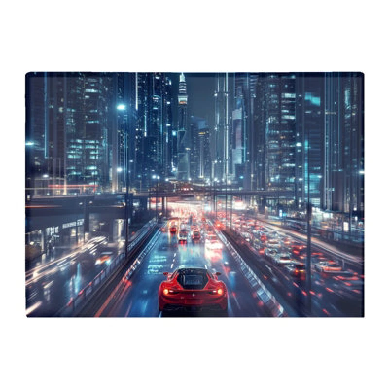 Image of Warren Reed Designer Red Streak Through Nighttime Dubai Chopping Board
