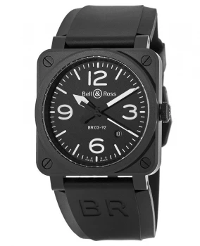 Image of Bell & Ross BR 03-92 Black Matte Ceramic Automatic Rubber Strap Mens Watch BR0392-BL-CE BR0392-BL-CE