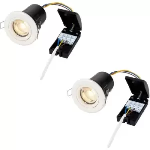 Image of 2 PACK Recessed Fixed Ceiling Downlight - 50W GU10 Reflector - Matt White
