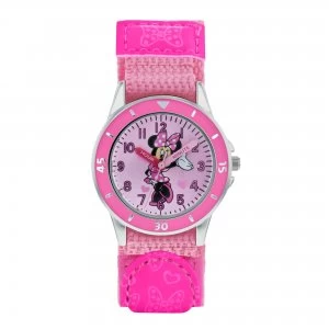 Image of Disney Minnie Mouse Adult Pink PU Webbing Strap Watch