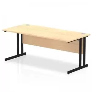 Image of Impulse 1800 x 800mm Straight Desk Maple Top Black Cantilever Leg