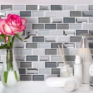 Image of House of Mosaics Gatsby Glass and Stone 300x300mm Mosaic Tile