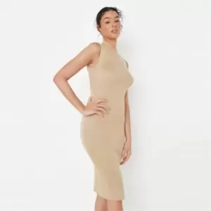Image of Missguided High Neck Backless Dress - Neutral