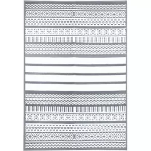 Image of Charles Bentley Tribal Lightweight Waterproof Indoor/Outdoor Rug Grey 170x120cm - Grey, White / Tribal