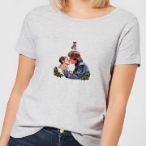 Image of Star Wars Mistletoe Kiss Womens Christmas T-Shirt - Grey - 3XL