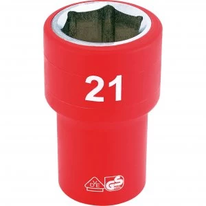 Image of Draper 1/2" Drive VDE Fully Insulated Hexagon Socket Metric 1/2" 21mm