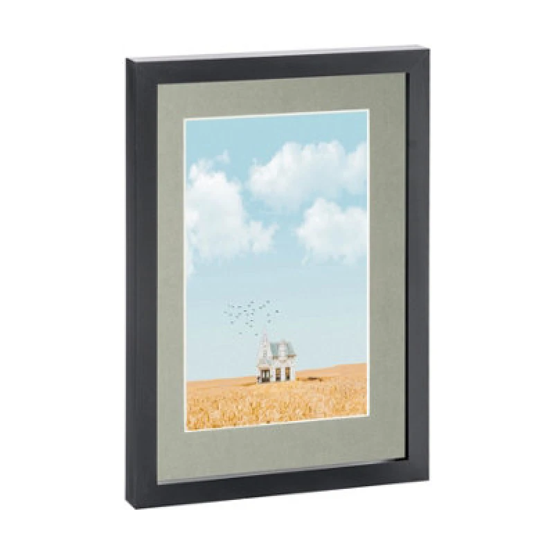Image of Nicola Spring Photo Frame With A5 Mount - A4 (8" X 12") - Black/grey