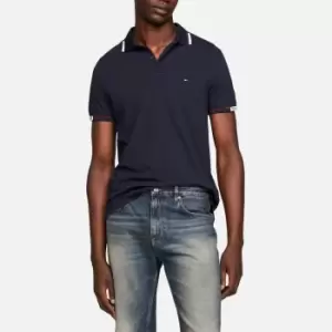 Image of Tommy Hilfiger Mens Hilfiger Cuff Slim Fit Polo Shirt - Desert Sky - XL