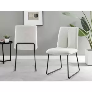 Image of Halle Cream Fabric Black Leg Dining Chairs (Set of 2)