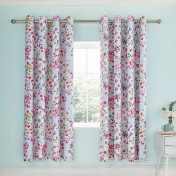 Image of Catherine Lansfield Flower Patchwork Eyelet Curtains