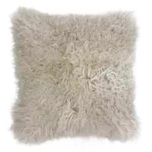 Image of Mongolian Sheepskin Cushion Oatmeal, Oatmeal / 40 x 40cm / Polyester Filled