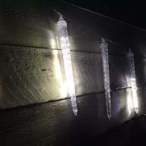 Image of Set of 10 White Digital Icicle Christmas Lights with 120 White LEDs