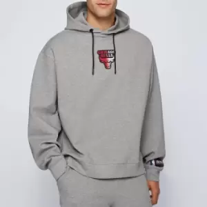 Image of BOSS X NBA Mens Bulls Logo 2 Pullover Hoodie - Medium Grey - L