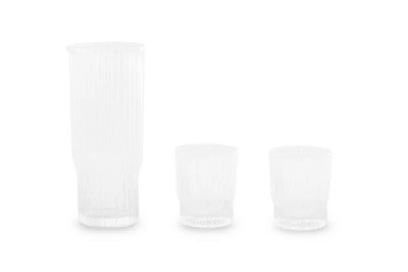 Image of Maison By Premier Juno Ribbed Glass And Jug Three Piece Set, Clear 1405516