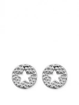 Image of Chlobo Chlobo Sterling Silver Sparkle Star In Circle Earrings