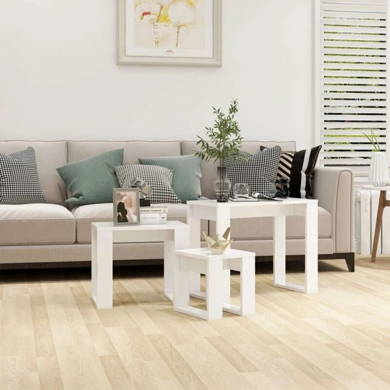Image of VIDAXL vidaXL Nesting Tables 3 pcs White Engineered Wood 8720286611418