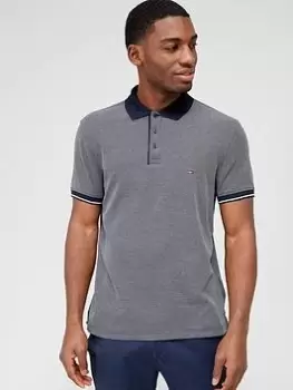 Image of Tommy Hilfiger Two Tone Bubble Stitch Polo Shirt, Desert Sky Navy, Size L, Men