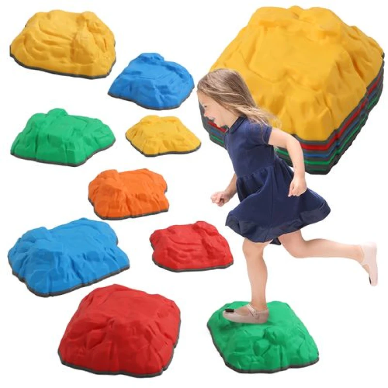 Image of AIYAPLAY AIYAPLAY Balance Stepping Stones for Kids, 9 PCS River Stones Non-slip Bottom