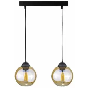 Image of Keter Ambre Bar Pendant Ceiling Light Black, 50cm, 2x E27