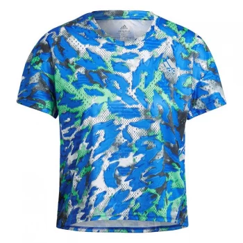 Image of adidas Fast Aop Tee - Bold Blue / Semi Screaming Gre