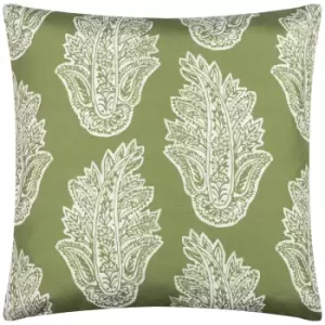 Image of Kalindi Paisley Outdoor Cushion Olive, Olive / 43 x 43cm / Polyester Filled