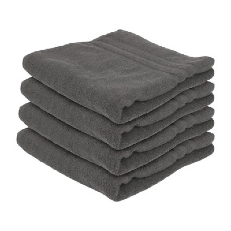 Image of Nicola Spring Cotton Bath Towels - 135Cm X 70Cm - Charcoal - Pack Of 4