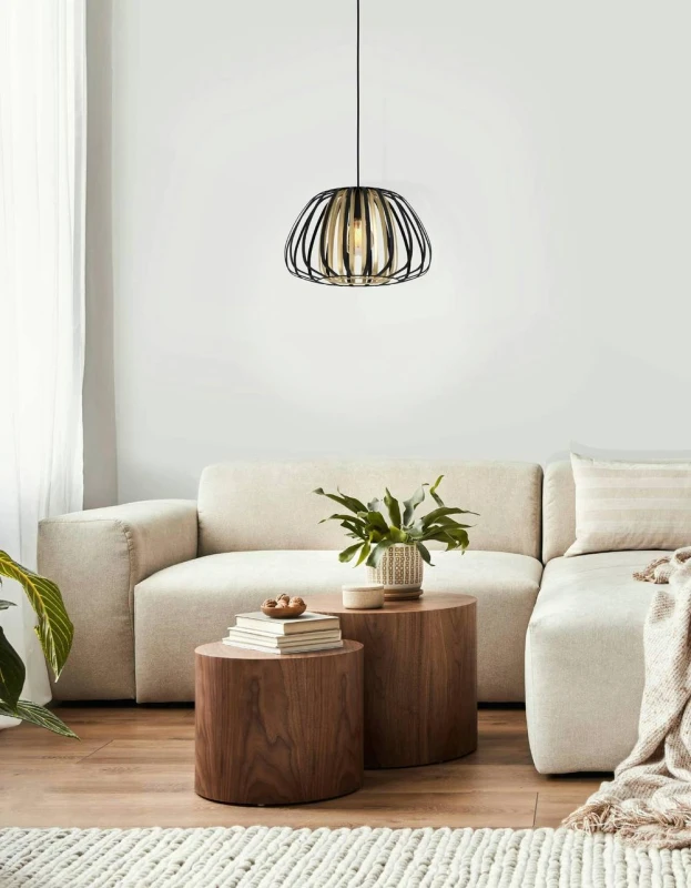 Image of EGLO Encinitos Black and Gold Modern Pendant Light Black