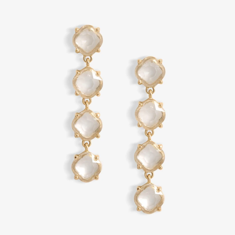 Image of Mood Gold Crystal Round Linear Drop Earrings Jewellery Sets One Size Gold 42658310000