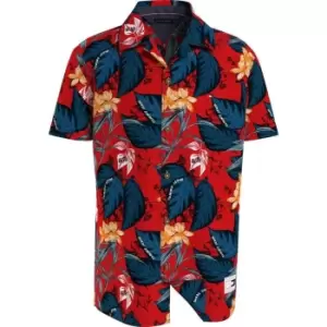 Image of Tommy Hilfiger Tropical Print Resort Shirt S/S - Red