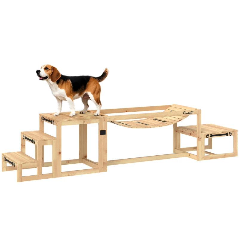 Image of PawHut 3 Pieces Wooden Dog Agility Training Equipment, Natural Wood D07-060V00ND