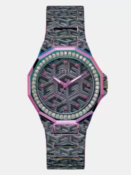 Image of Guess Analogue Watch With All-Over G Cube Logo Print