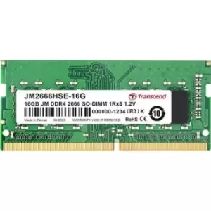 Image of Transcend JetRAM Laptop RAM card DDR4 16GB 1 x 16GB Non-ECC 2666 MHz 260-pin SO-DIMM CL19 JM2666HSE-16G