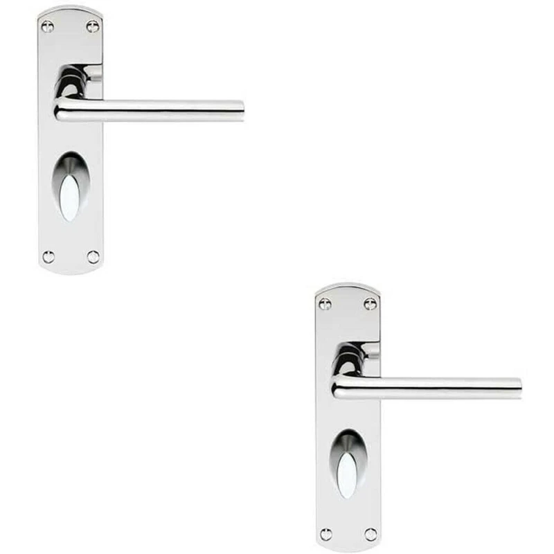 Image of Loops 2x Rounded Straight Bar Handle on Bathroom Backplate 170 x 42mm Polished Chrome Multi