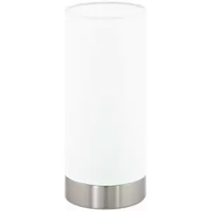 Image of Loops - Table Lamp Colour Satin Nickel Shade Round White Satin Glass Bulb E27 1x60W