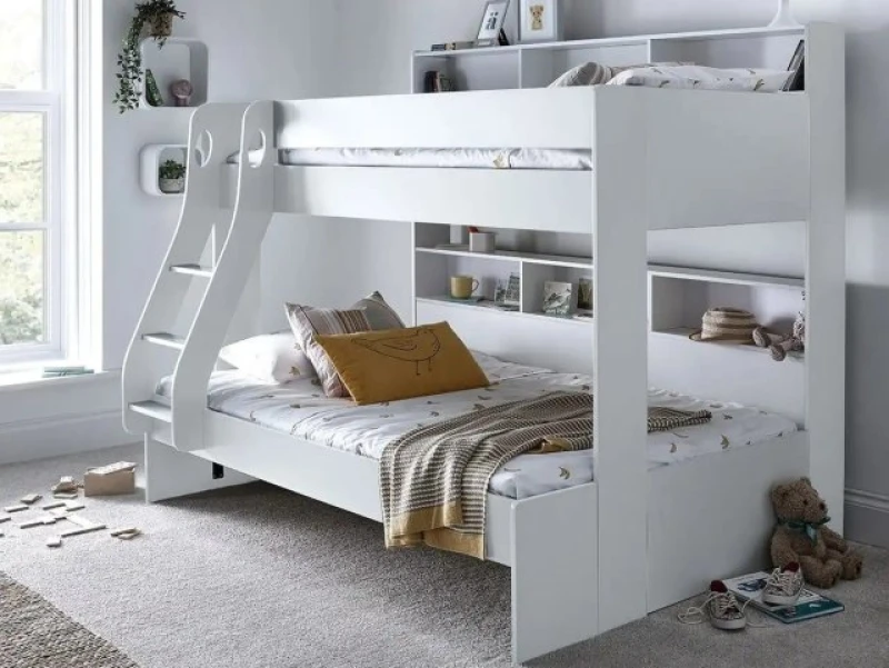 Image of Bedmaster Oliver White Triple Bunk Bed Frame - 3ft Single