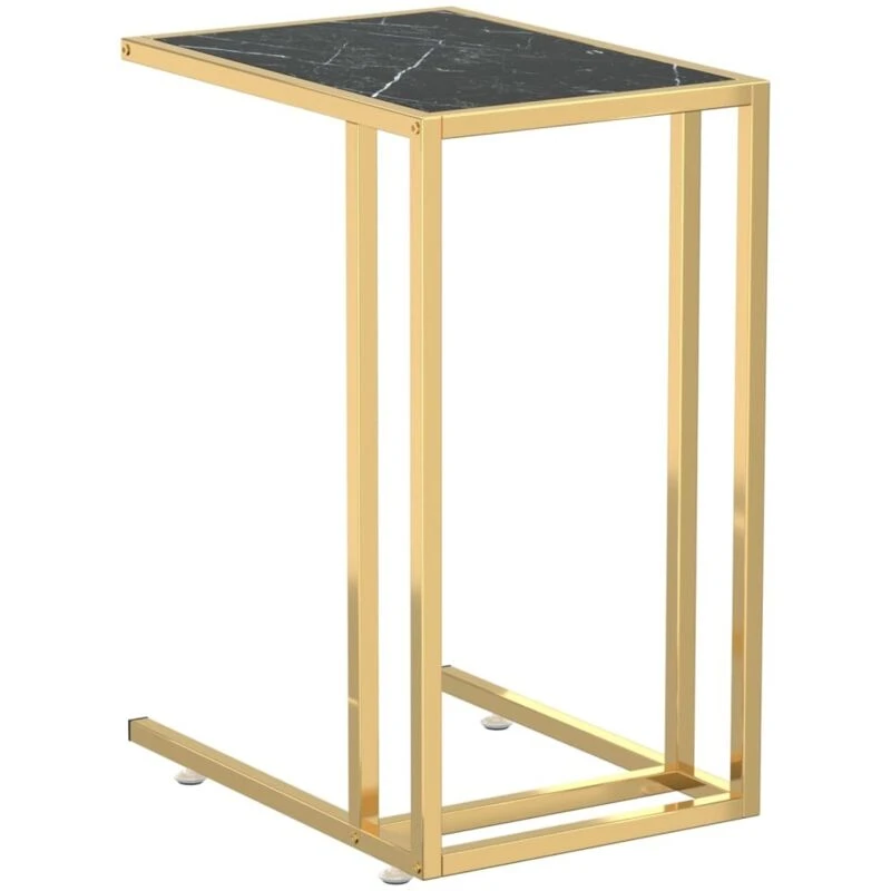Image of VIDAXL Computer Side Table Black Marble 50x35x65cm Tempered Glass Vidaxl 8720286462447
