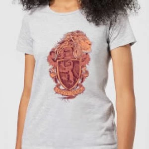 Image of Harry Potter Gryffindor Drawn Crest Womens T-Shirt - Grey - M