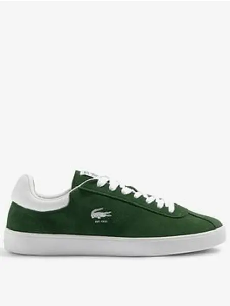Image of Lacoste Dark Green / White Baseshot Suede Trainers Green Male 9 191192UK