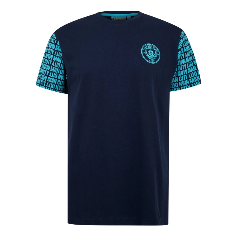 Image of Source Lab Manchester City Graphic T-Shirt Adults - Blue Blue S