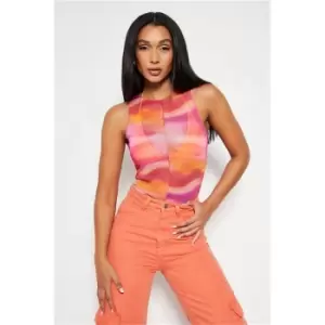 Image of I Saw It First Multi Tie Dye Textured Mesh Seam Detail Racer Bodysuit - Multi