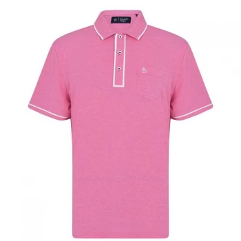 Image of Original Penguin Sleeve Oxford Polo Shirt - Very Berry
